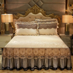 Aksominis nėriniuotas lovos sijonas europieti&scaron;ko stiliaus reljefinė lovatiesė, neslystanti apsauginis užvalkalas rudens ir žiemos &scaron;iltai patalynei 150*200cm 3pcs