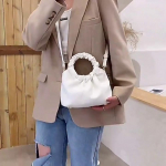 Pavasarinis klostuotas debesų krep&scaron;ys moterims Mink&scaron;ta odinė pečių rankinė Madingi prekių ženklai Crossbody Bag Designer rankinės 21*11*25cm balta