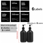 500 ml muilo dozatorius indų ir rankų muilo vonios reikmenims su vandeniui atspariomis etiketėmis 2 bottles + 6 label