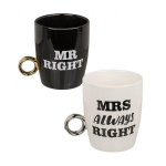 Tasses avec bague Mr Right et Mrs Always Right Mug anneau