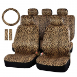 Prabangus leopardo ra&scaron;to automobilio sėdynės užvalkalas Universalus tinka Sėdynės diržo pagalvėlės ir 15 universalus vairo rato apsauga