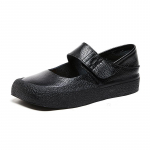 Nauji mary janes retro plok&scaron;čiapadžiai batai moteri&scaron;ki žali loaferiai sekliu priekiu kvadratiniu pir&scaron;tu slaugytojų batai moteri&scaron;ki rudeniui natūralios odos plok&scaron;čiapadžiai CN 35 juoda