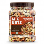 PrettyNutty Sveikas rie&scaron;utų mi&scaron;inys 500g, Džiovinti migdolai, Juodieji razinokai, Anakardžių rie&scaron;utai, Spanguolės, Juodieji datulės ir daug daugiau. (Stiklainių pakuotė)