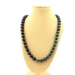 Pierres et Min&eacute;raux. Collier perles Malachite du Congo qualit&eacute; 7A + Agate noire 8 mm. Collier femmes, hommes. Taille personnalisabl