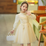 2024 m. rudens/žiemos mergaičių ilgomis rankovėmis vilnonė princesės suknelė 110 cm