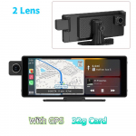 3 objektyvai 10.26 Didelės rai&scaron;kos belaidė Carplay automobilio navigacijos GPS 3 įra&scaron;ymo vairavimo įra&scaron;ymo priemonė 【2 Lens】With GPS 32g Card