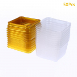 10/50 vnt. plastikinių kvadratinių mėnulio pyrago dėžučių kiau&scaron;inių-trynių sluoksniuotos pakuotės 50Pcs