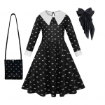Filmas Trečiadienis Cosplay Suknelės Trečiadienis Addams Cosplay Kostiumas Gothic Wind Vaikų Suknelė Helovino vakarėlio kostiumai 110