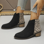 Rudens Žiemos Juodi Moteri&scaron;ki Retro Zom&scaron;iniai Aulinukai Laisvalaikio Kauboji&scaron;ki Aulinukai Leopardo Ra&scaron;to Patogūs Moteri&scaron;ki Batai Sapatos Femininos 37