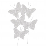Papillon d&eacute;coratif - sct.-LS - 5 cm - Blanc - Paille - 5 pi&egrave;ces balta