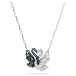 Swarovski 5705721 Moteri&scaron;kas juodai baltas gulės pakabukas su rodžio danga sidabras/juoda