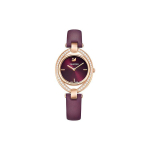 Swarovski Stella laikrodis Kvarcinis mechanizmas Odinis dirželis Pilkas ciferblatas Moteri&scaron;ki laikrodžiai 5376839 Purple Brown Strap beige