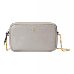 Gucci GG Marmont Dvigubo G Logotipo Užtrauktukas Grandinėlė Odinė Crossbody Pečių Rankinė Moteri&scaron;kos Rankinės Pilka 772759-CAO0G-1440 Basic Set (Bag+Dust Bag)