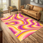 Hipsterio Retro Nuotaikos Bohemi&scaron;kas Kilimas Violetinis Linksmas Psichodeli&scaron;kas Kilimas Spalvingas Grindų Kilimas Abstraktaus Ra&scaron;to Kilimas Mergaičių Kambario Dekoratyvinis Kilimas 80x120cm pink