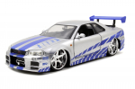 JADA Toys Metalinis automobilis NISSAN SKYLINE 1/24 FAST&FURIOUS BRIAN'S GT-R (R34) [Naudotas] pilka spalva