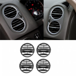 Tikslūs 4 vnt. automobilio prietaisų skydelio kairės ir de&scaron;inės pusės oro kondicionieriaus oro i&scaron;leidimo grotelės 5Nd819703, skirtos Vw Tiguan 2010-2017, apvalios oro i&scaron;leidimo grotelės juoda