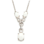 Les Tr&eacute;sors De Lily [I2593] - Collier Argent 'D&eacute;esse Opale' Blanc argent&eacute; (rhodi&eacute;) - 18x6 mm