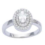 Bague Argent 'Sissi' blanc argent&eacute; (rhodi&eacute;) - 12x10 mm