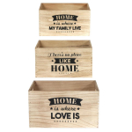 Les Tr&eacute;sors De Lily [Q3285] - Set de 3 cagettes gigognes bois 'Messages' beige noir (Home) - 40x31x22 cm