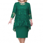 1 rinkinys Elegent Beauty Moteri&scaron;ka Plius dydžio Midi Cover Up Suknelė Siuvinėjimas Nėriniais su gėlėmis O formos kakleliu auk&scaron;tu juosmeniu 44624 Moteris su rankovėmis 2XL