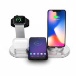 4 viename Qi belaidžio įkroviklio stovas skirtas iPhone 14 13 12 11 Pro Max greito įkrovimo doko stovas Apple Watch Ultra 8 7 AirPods Pro Samsung S23