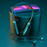 &bdquo;Bluetooth&ldquo; belaidės ausinės, pakabinamos ant kaklo, sportinės dvibalinės, į ausį įdedamos kaklo pakabinamos, tipas itin ilgas budėjimo režimas juoda