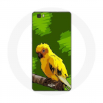Coque pour Huawei P8 Lite Oiseaux de Perruches jaune Fond Vert