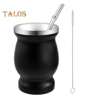 Yerba Mate puodelių rinkinys Dvigubos sienelės nerūdijančio plieno moliūgo formos puodelis su Bombilla arbatos puodelio valymo &scaron;epetėliu Antioksidantu turtingos energijos didinimo arbatos rinkinys raudona