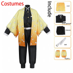 Ysir Anime Demonų medžiotojas Agatsuma Zenitsu Cosplay kostiumas Moterims Kimono Uniforma Helovinas Kalėdos 110 geltona