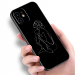 Juodas Sexy Line Art Rose meilužio dėklas, skirtas Apple iPhone 14 13 12 Mini 11 Pro Max 7 8 XR X XS 7 8 Plus SE 2020 2022 mink&scaron;tas dangtelis iPhone SE 2022
