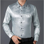 Vyri&scaron;ki mar&scaron;kiniai Dirbtinio &scaron;ilko satino mar&scaron;kiniai Kinų drakonas Verslo formali palaidinė ilgomis rankovėmis Laisvalaikio vir&scaron;ūnės