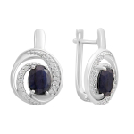 Sidabriniai auskarai su natūraliu 3.62 ct safyru, fianitais (2162636) safyras