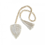 Patvarios Boho stiliaus medinių karoliukų užuolaidų rai&scaron;čiai Rankų darbo užuolaidų suri&scaron;imo virvė I&scaron;skirtinė medžio karoliukų ornamento langų užuolaidos smėlis