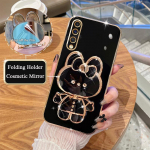 50 70 30 Prabangus Padengtas Veidrodinis Laikiklis Dėklas Samsung Galaxy A50 A70 A20 A30 A10 A10s Silikoninis Stovo Dangtelis A30s A20s A7 2018 A04E