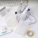 Makiažo &scaron;epetėlių laikiklis Skaidrus laikymo kibirėlis Stalo laikymo dėžutė Skaidrus ra&scaron;iklių laikiklis Prie&scaron;kambario Virtuvės laikymo kibirėlis smėlis