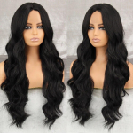 Ilgas banguotas vyno raudonas sintetinis perukas, skirtas moteri&scaron;kam kar&scaron;čiui atsparus natūralus pusiau Cosplay vakarėlio perukas Lolita 4