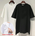 Medvilniniai trumpų rankovių mar&scaron;kinėliai maitinančioms moterims - laisvi vasariniai nė&scaron;čiosioms skirti mar&scaron;kinėliai žindymui L