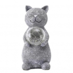 Katės statula Saulės &scaron;viesa Vandeniui atspari Sodo kačiuko skulptūra Ap&scaron;viesta kačiuko statula Lauko kra&scaron;tovaizdžio ap&scaron;vietimas terasai, kiemo dekoravimui D