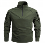 Pavasario ir rudens lauko laisvalaikio sporto mar&scaron;kinėliai su auk&scaron;ta apykakle, ilgomis rankovėmis, i&scaron; ledo &scaron;ilko, elastingi, greitai džiūstantys, vyri&scaron;ki mar&scaron;kinėliai su ki&scaron;enėmis su užtrauktuku M armijos žalia spalva