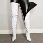 Didelis dydis 34-43 Nauji auk&scaron;takulniai moteri&scaron;ki vir&scaron; kelių batai Odiniai stiletto batai iki kelių Kojų batai mergaitėms Zapatos Mujer 43 balta