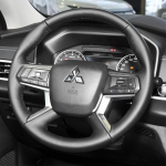 For Mitsubishi Outlander -2024 Hand-stitched black Leather suede non-slip car Steering Wheel Cover Style 1
