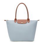 Longchamp Le Pliage Užtrauktuku užsegamas perdirbto audeklo pirkinių krep&scaron;ys Moteri&scaron;kas krep&scaron;ys Pilkai mėlynas 1899089P80 Basic Set (Bag)