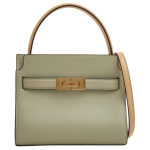 Tory Burch Lee Radziwill Dvigubo sluoksnio odinė rankinė su spaudėmis Moteri&scaron;kos rankinės Soft-Frost-Green Gold 135720-300 Basic Set (Bag+Dust Bag)