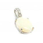Les Tr&eacute;sors De Lily [I2604] - Pendentif Argent artisanal 'D&eacute;esse Opale' blanc argent&eacute; (rhodi&eacute;) - 16x8 mm