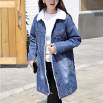 Kailinis &Scaron;iltas Žieminis Džinsinis Striukė Moteri&scaron;ka Rudens Vilna Pamu&scaron;alas Paltas Moteri&scaron;kos Striukės Bomber S mėlyna