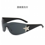 Punk vienetiniai akiniai nuo saulės Apsauginiai akiniai be rėmelių Y2k dideli sportiniai akiniai nuo saulės 2000 m. &scaron;e&scaron;ėliai akiniai UV400 moteri&scaron;ki akiniai Black-Black