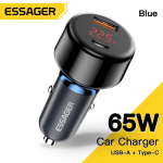 Essager USB įkroviklis 65W automobilinis įkroviklis greitas įkrovimas Qc3.0 4.0 USB C įkroviklis skirtas iPhone 14 13 ne&scaron;iojamojo kompiuterio skaitmeninis ekranas greitas įkroviklis