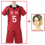Anime Haikyuu Nekoma vidurinės mokyklos Kenma Kozume Cosplay kostiumas Nr. 5 sportiniai mar&scaron;kinėliai trumpomis rankovėmis Helovino drabužiai L-(Suit+Wig)