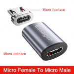 &bdquo;Essager&ldquo; magnetinis mikro USB C tipo adapteris, skirtas &bdquo;iPhone Samsung Xiaomi Micro Female&ldquo; į USB C vyri&scaron;ką kabelio magnetinio keitiklio jungtį Micro To Micro pilka