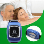 Elektrinis prietaisas nuo knarkimo, rie&scaron;o laikrodis nuo knarkimo plius miego pagalba padedantis užmigti, sustabdyti knarkimą, intelektuali apnėjos apsauga mėlyna